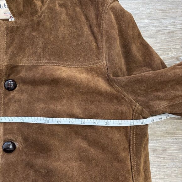 Wilsons Leather Jacket Mens Size XL Vintage USA Suede Sherpa Brown 4 Button - Picture 4 of 7